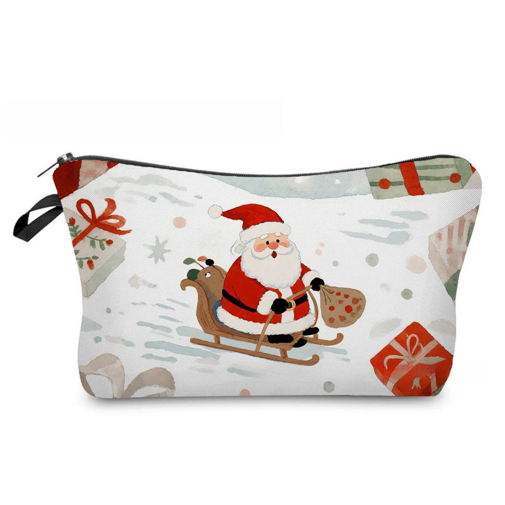 Women Santa Claus Print Cosmetic Bag Toiletries Organize Travel Storage Case 6866 KTB