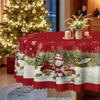 Christmas Tablecloth Snowman Elk Cartoon Print Red Waterproof Dining Table Cloth Dining Table Round Rectangular Decorative Cloth