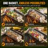 4/6/8 Pack Stainless Steel Rolling Grilling Basket Set Wooden Handle Outdoor Camping BBQ Vegetable Meat Grilling Accessories
