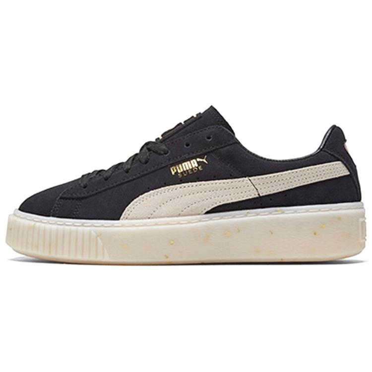 (WMNS) PUMA Suede Platform Black/White/Gold Board Shoes Women s 365621-03 EU 38.5