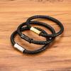 Unisex Armband Schwarz Braun Blau Echtes Geflochtenes Echtes Leder & Edelstahl Armband mit Schnallenverschluss Herren Armband