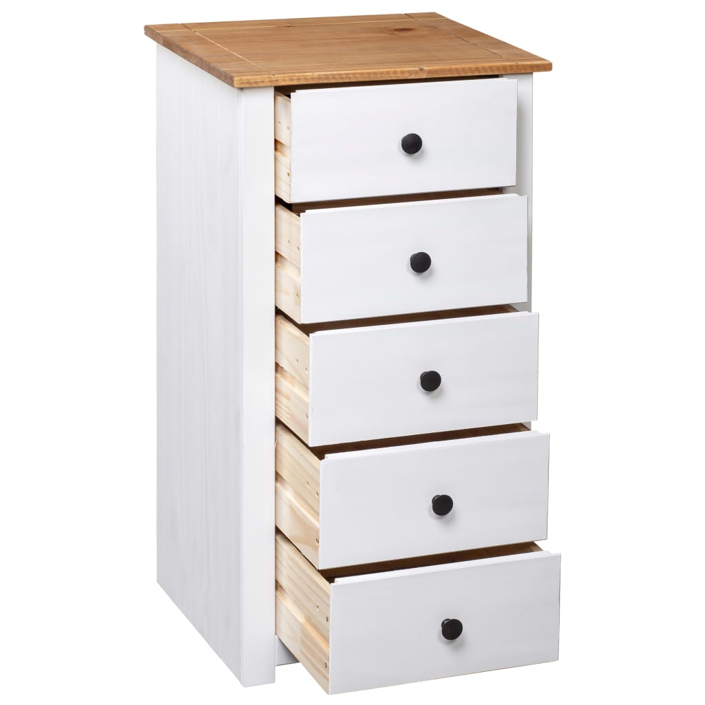 Sideboard in Weiß 46 x 40 x 89 cm Massives Kiefernholz Panama