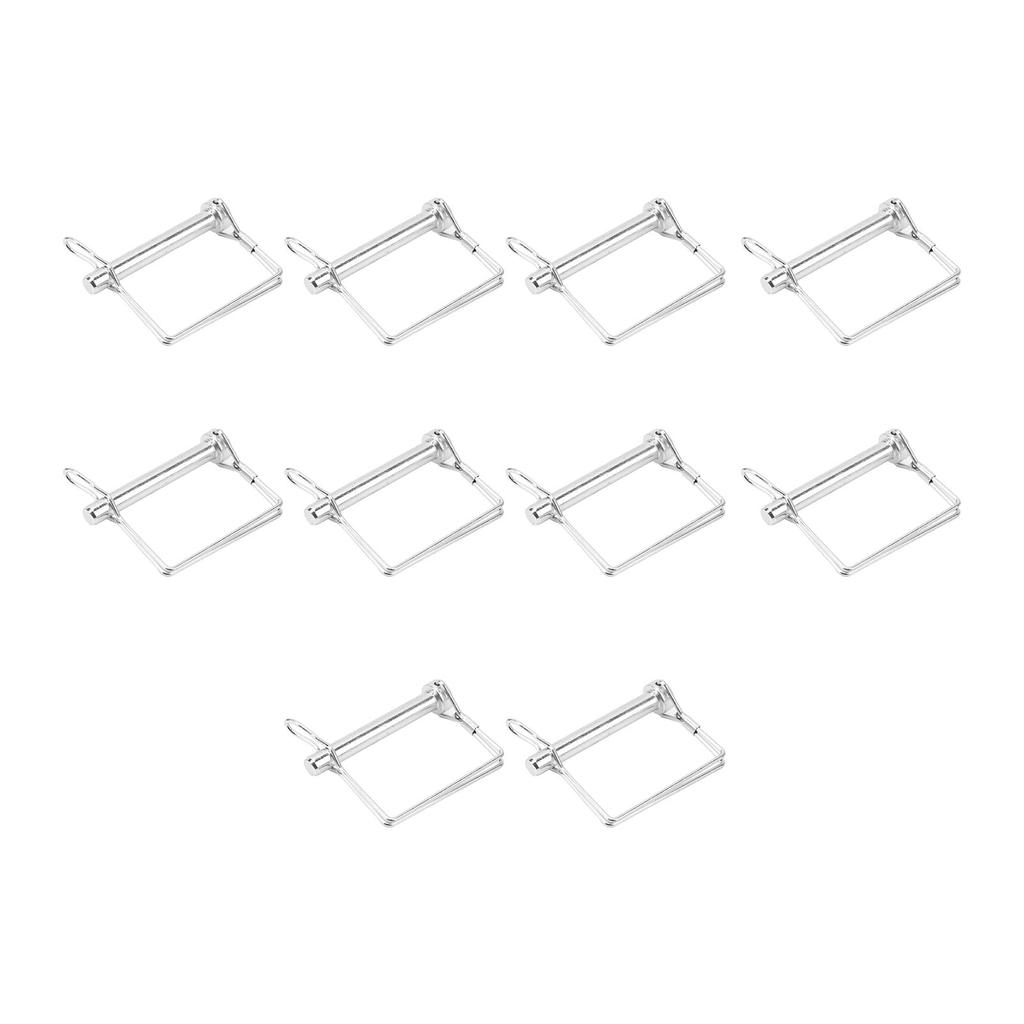 10PCS 70mm Trailer Coupler Pin Silver Galvanized Iron Quick Latching Square Safety Heavy Duty Locking Pin For Mowers
