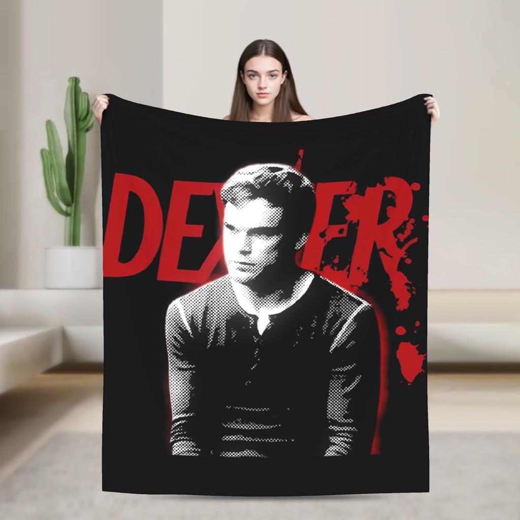 Dexter Morgan Blood Never Lies Knitted Blankets Flannel  Lightweight Thin Throw Blanket for Bedroom Sofa Bedspread