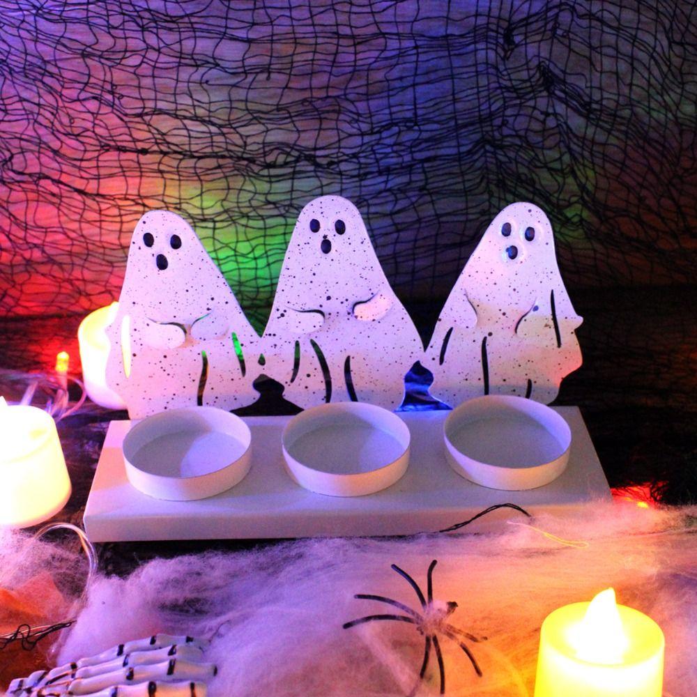 Portable Halloween Candle Holder Funny Halloween Ornament Party Decor Ghost Candle Stand Garden