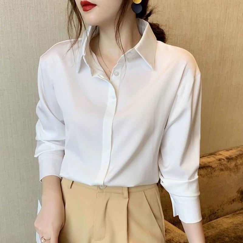 Anti Wrinkle White Shirt for Female College Students, Wrinkle Free and Iron Free Workwear, Thin Design, Spring and Summer Korean Version, Niche Shirt
