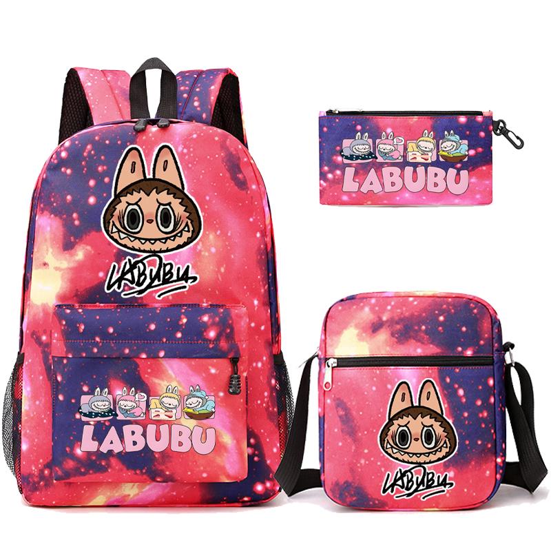 3Pcs/set Cartoon Printed Backpack Teenager Student Boy Girl Schoolbag Larger Capacity Bagpack Travel Bag Kid Gift Mochila
