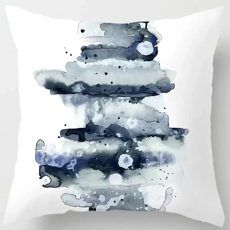 Home Decor Blue Style Printed Square Polyester Pillowcase For Bedroom Living Room Car Sofa Cushion Cover 45X45CM