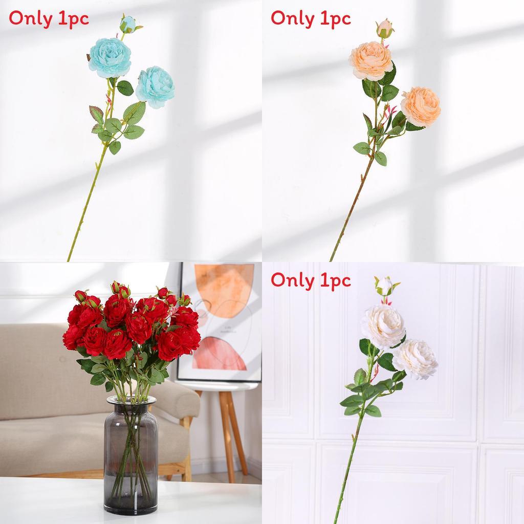Realistic Silk Peony Rose Artificial Bouquet For Home Office Decor