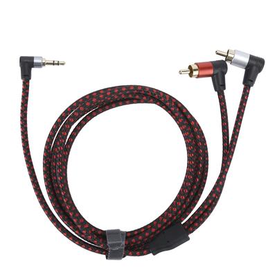 90 derece 3,5 mm Erkek Fişten 2 RCA Erkek Kablo ABS Stereo Mikrofon Kablosu DVD Hoparlör İçin 2m