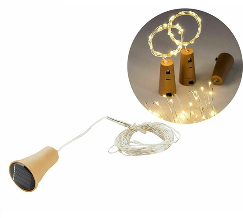 Outdoor Solar LED Wine Bottle Cork String Lights Holiday Decoration Portable Bar Fairy Lights Christmas Copper Wire String Light