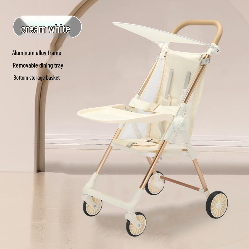 Lightweight High Landscape Baby Stroller with Tray | One-Button Fold & Portable Design