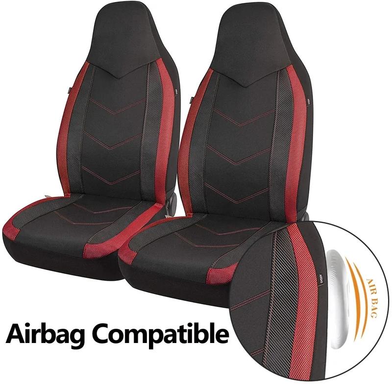 Coprisedili Auto in Tessuto Air Mesh ad Alto Schienale Design Sportivo Compatibili con Airbag Adatti per la Maggior Parte di Auto Suv Camion Furgone Cuscino per Sedile