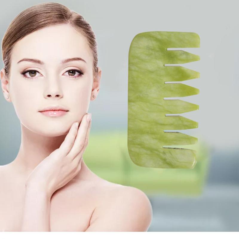 Pietra Gua Sha Tavola da Massaggio Giada Naturale Tavola per Raschiare la Testa Raschiatore Massaggiatore Pettine Bellezza Salute Capelli Pettine Spazzole Pettini