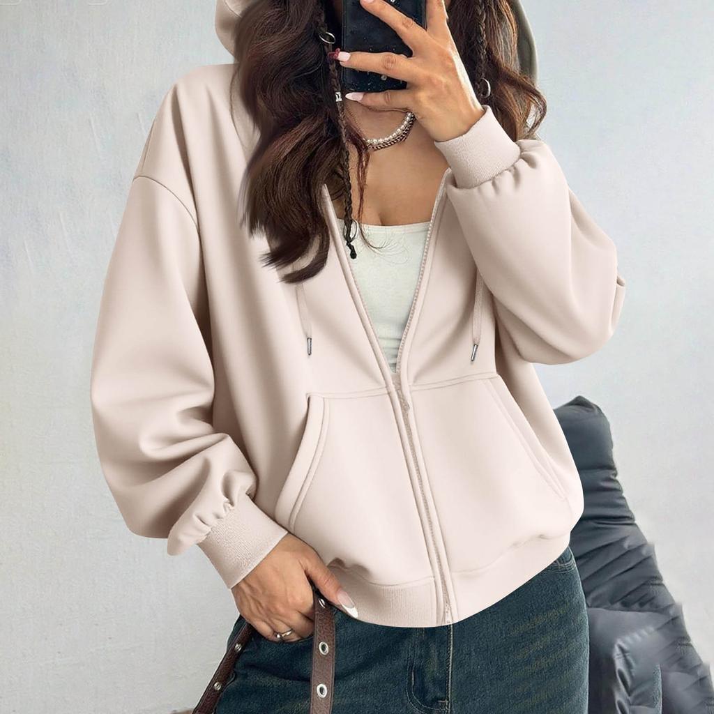 Women's Off Shoulder Zipper Hoodie Sweatshirt  Fashion Clothing Casual Jacket