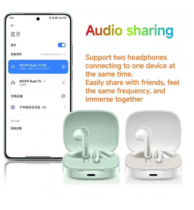 Xiaomi REDMI Buds 7S Semi-in-ear Active Noise Reduction Bluetooth Headset Dual Unit 32 Hours Long Battery Life Sports Headset