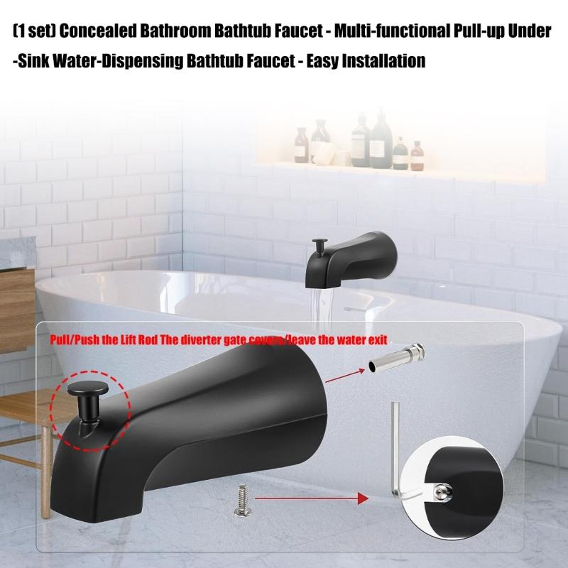 Bathtub Faucet Replacement with Diverter Pull Type Bathtub Faucet Zincs Alloy Bathroom Tub Spout Bathroom Accessories