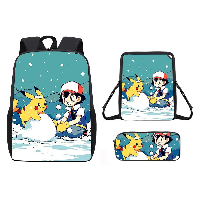Pikachu Pokmon Kids School Backpack Set With Waterproof Oxford Fabric For Elementary Students