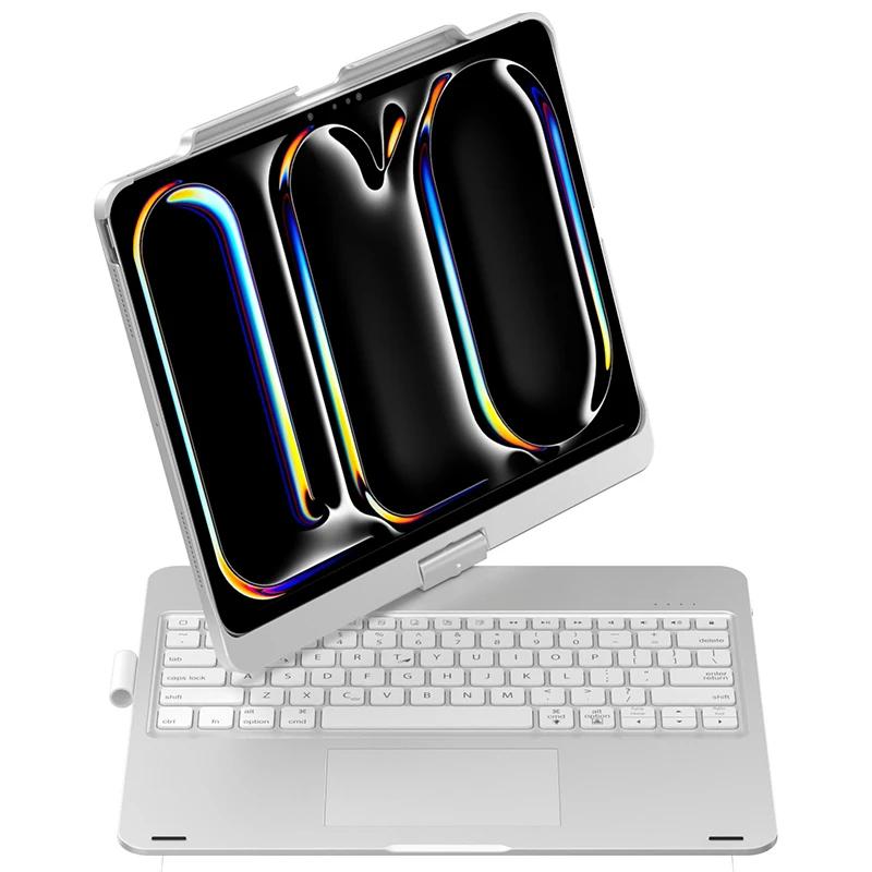 For iPad Air 13 M2/M3/M4 Pro12.9 // Pro13 M4 M5 360 Rotate Magic Keyboard Case Spanish Russian Keyboard Cover