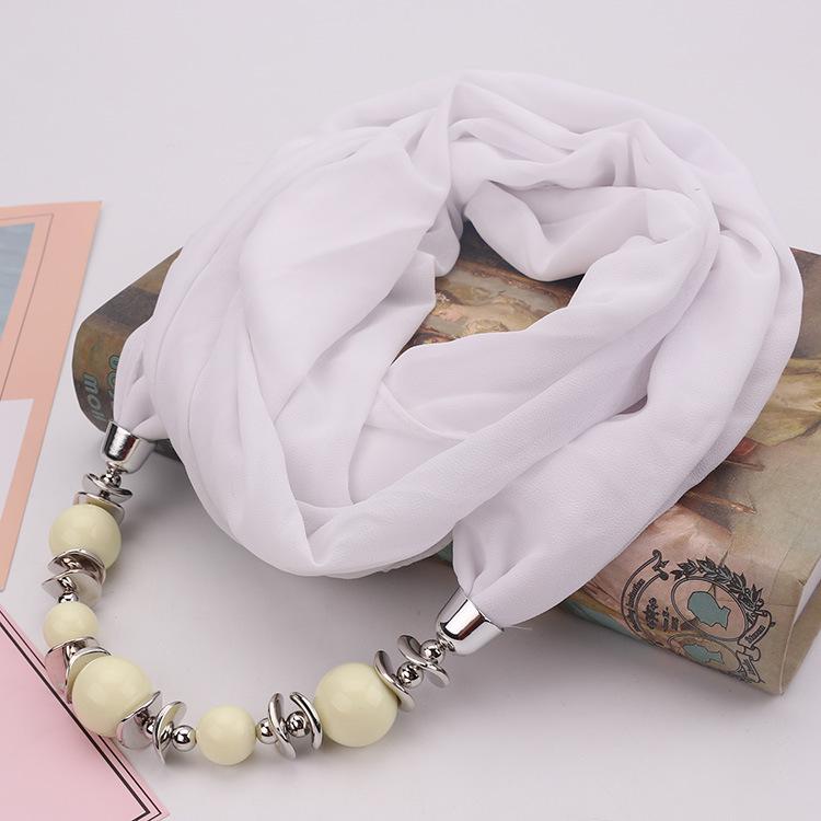 Wunderschöner Perlenanhänger Ring Schal Damen Schal Schal Schmuck Halskette Ethnischer Stil Chiffonschal