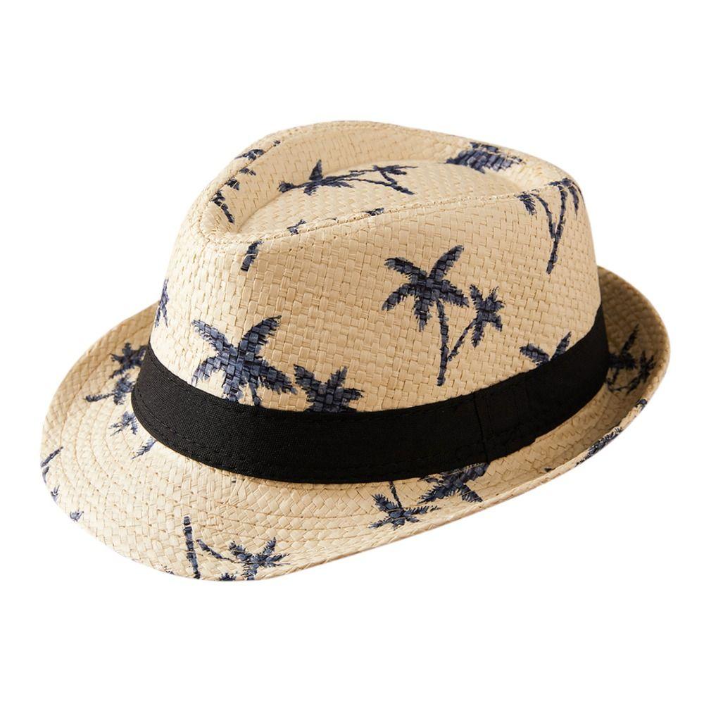 UV Protection Straw Hat Wide Brim Panama Cap Summer Jazz Hat  Men Women