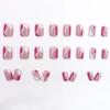 European & American Short Wave Nail Art: Pink, White, Rose Red with Irregular Curves - Versatile Wearable Tips