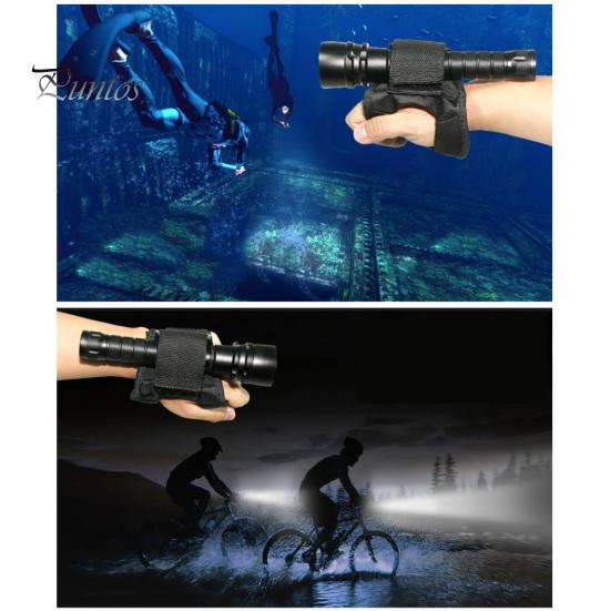 Outdoor Underwater Scuba Diving LED Torch Flashlight Holder Hands Free Glove