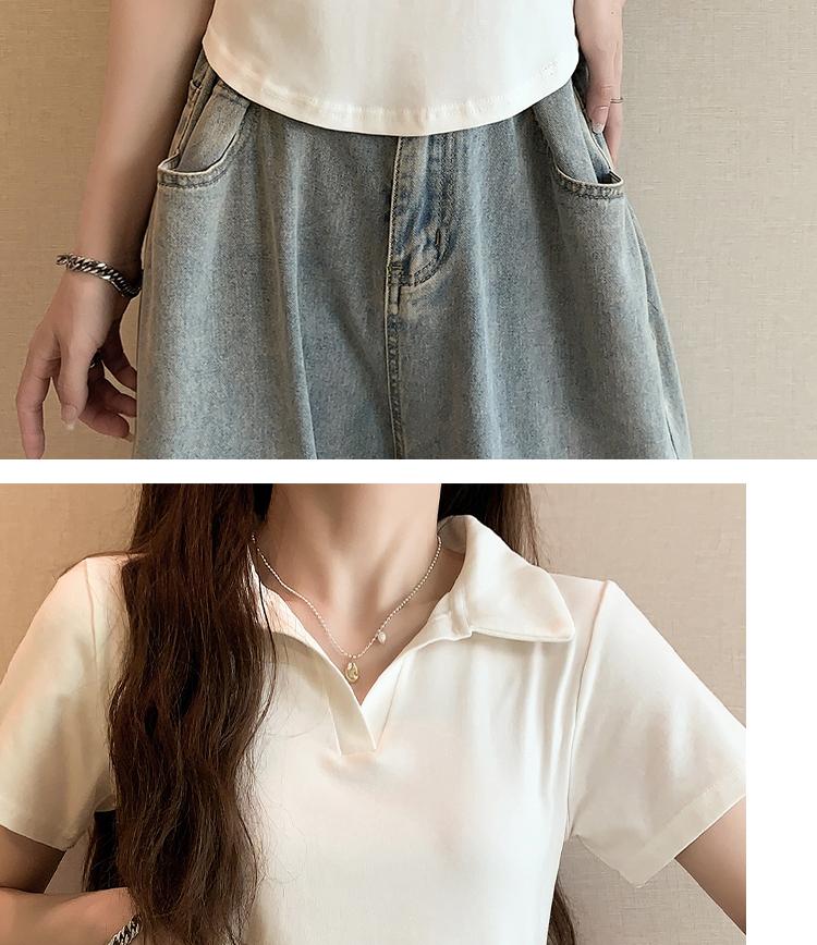 High end small lapel short-sleeved women's T-shirt