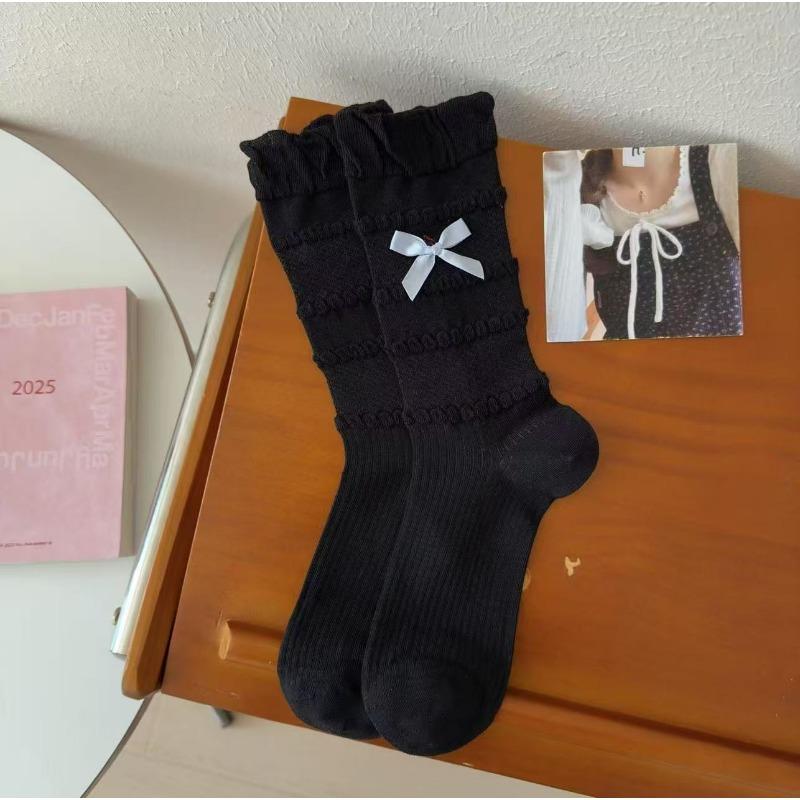 Ladies Spring and Autumn Lovely Assorted Bow Cake Pile Pile Socks