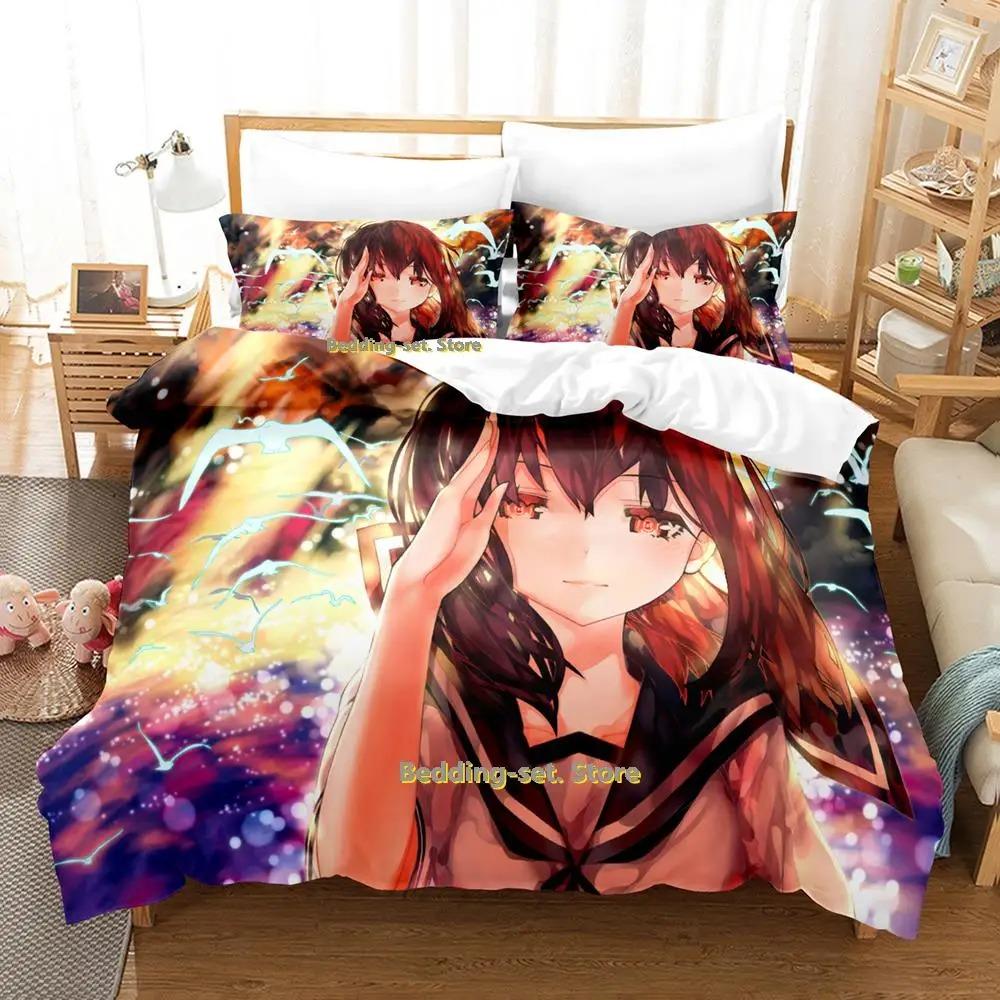 Nytt Kantai Collection Sängklädesset Tecknad Anime tredelat set Vuxen Barn Sovrum Påslakanset 3D Kawaii Flicka enkelsängsset