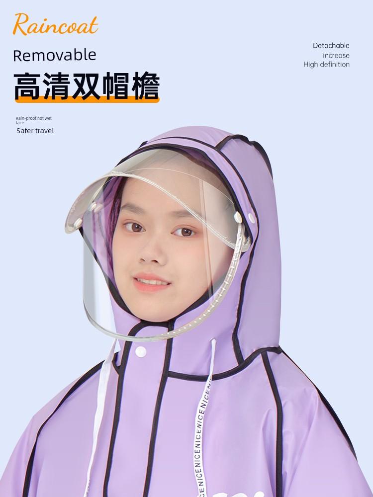 Kids Raincoat Boys and Girls Children's Zip School Bag Primary School Students Go to School Full Body Rainproof Poncho