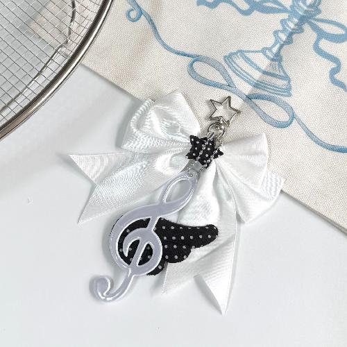 Kawaii Cartoon Music Note Bow Ribbon Ita Bag Pendant Delicate Ins Handmade Key Holder for Schoolgirl Keychain Charm for Bag
