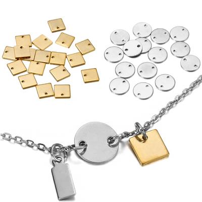 20-50 stks/partij RVS Ronde Vierkante Hangers Charme voor DIY Oorbellen Armband Ketting Hanger Sieraden Maken Accessoires