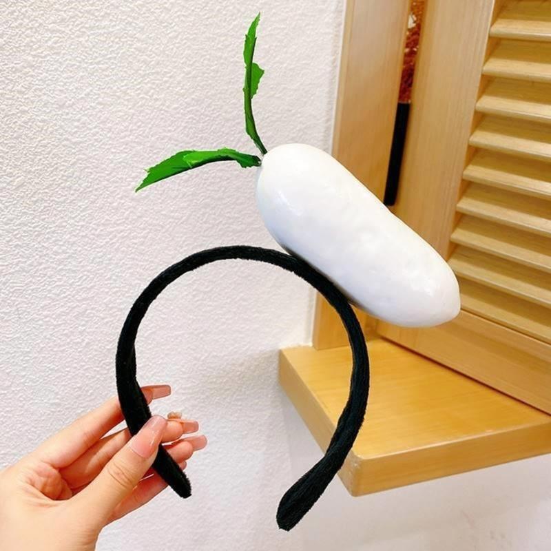 Novelty Knitted Headbands Stuffed Vegetables Hairbands Comfortable Costume Headpiece for Party Costume Accessory