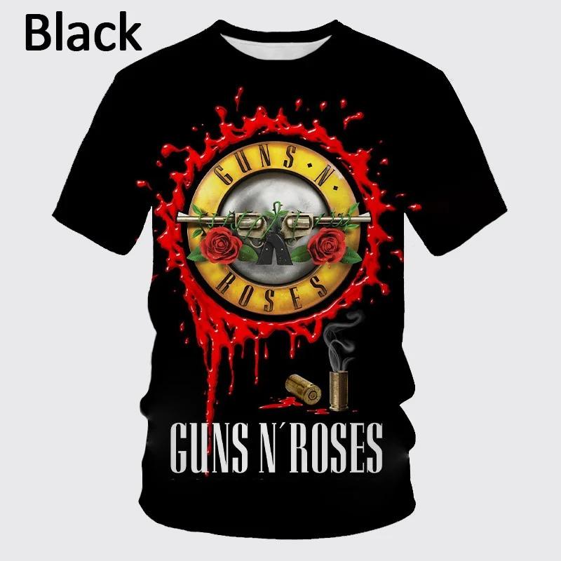 Summer   Guns N' Roses Rock Band 3d T-shirt Unisex's And WoUnisex's Hip-hop Casual Fashion T-shirt Harajuku Oversized Tops
