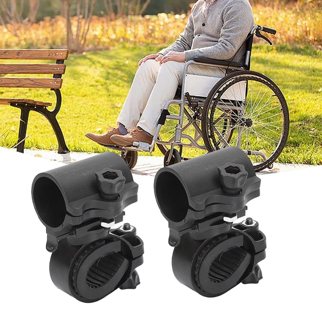 2 Stück Gehstockhalter für Rollstuhl Antriebs-Rollator Gehwagen 360 Grad Drehung Universal Krücken Stock Halterung Zubehör