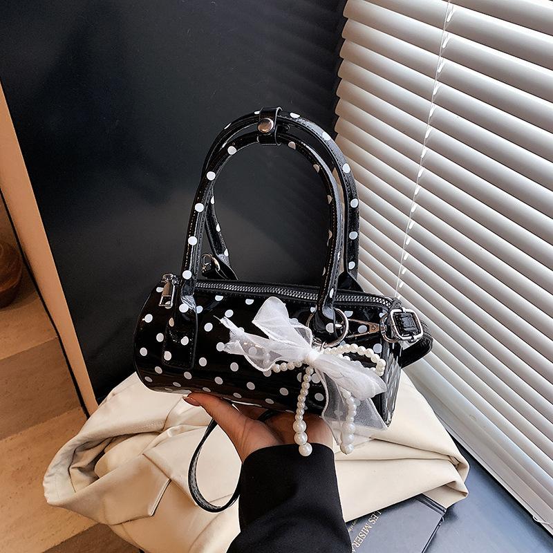 Niche Design Bag Women's New Summer Shoulder Messenger Bag Polka Dot Portable Cylinder Bag