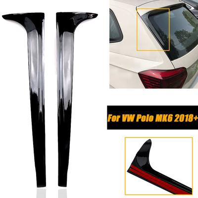 2 pièces pour Volkswagen VW Polo MK6 2018 + séparateur de vitre arrière, becquet latéral d'aile, autocollant Canard, accessoires de voiture brillants