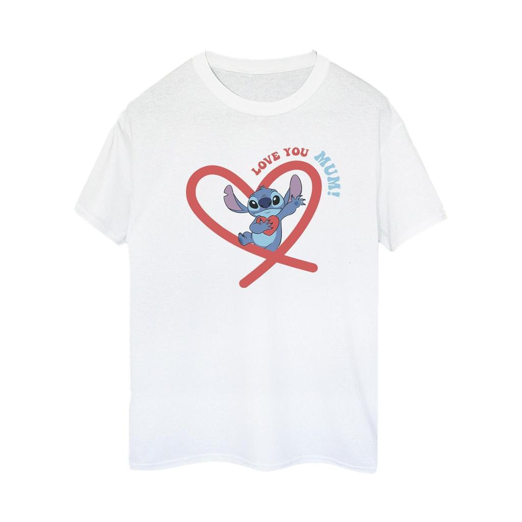Disney Womens/Ladies Lilo & Stitch Love You Mum Cotton Boyfriend T-Shirt