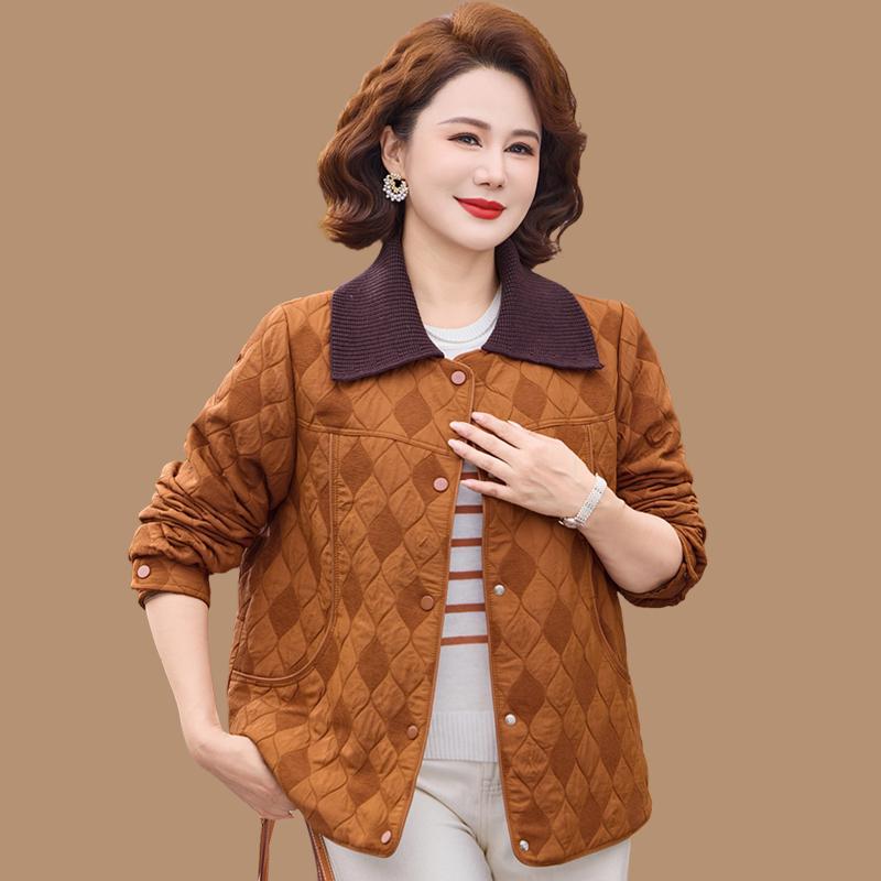 

Mom s Stylish Casual Lapel Short Cardigan Jacket for Mid-Aged Women - Spring/Autumn 2026 Collection 2XL (105-120 jin) оранжевый/кофейный