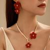 Metal Flower Jewelry Set OT Buckle Pendant Jewelry Suit Elegant Flower Necklace Earrings Set  Party