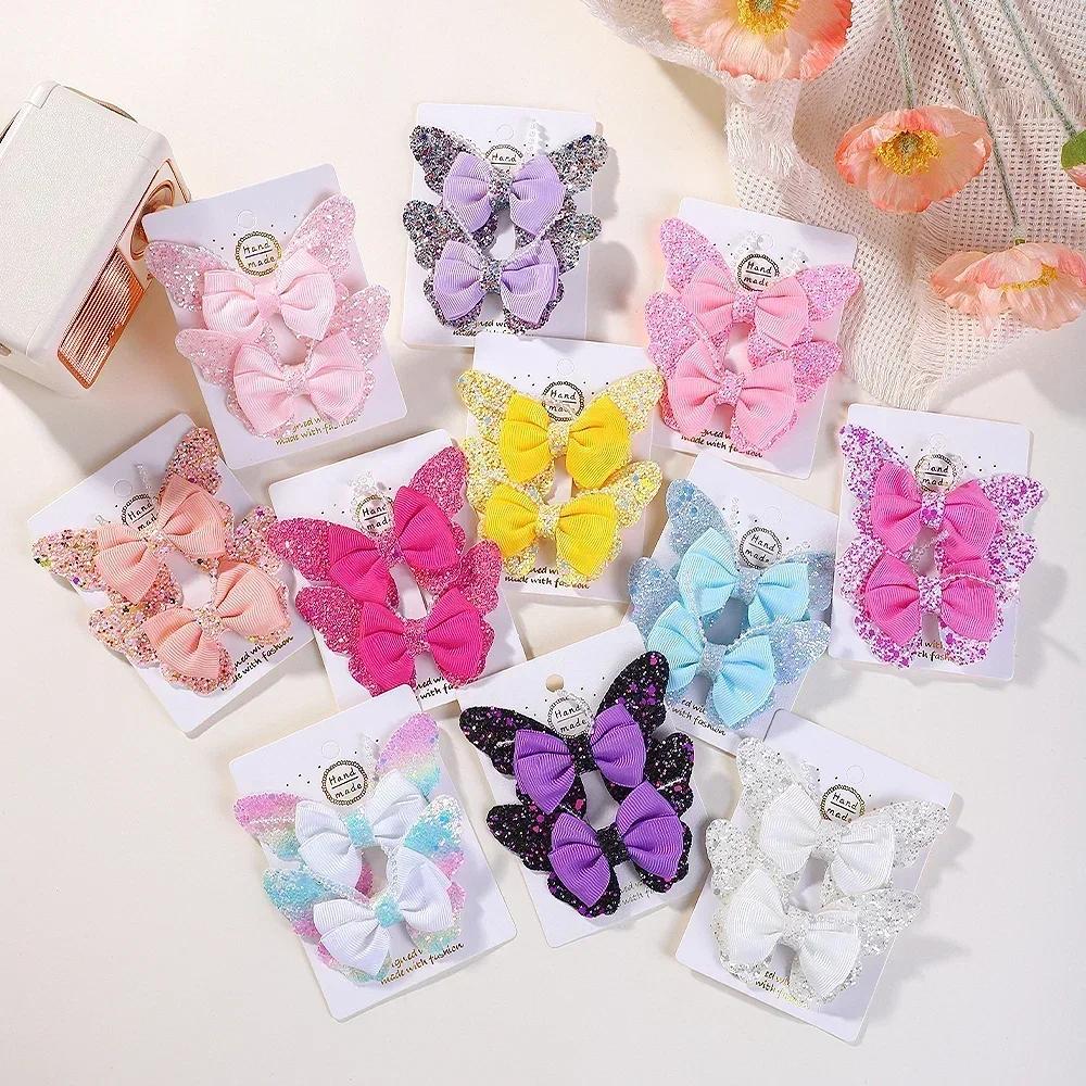BABY BOWS 2Pcs/Set Glitter Butterfly Hair Clips for Women Girls Hairpins Children Cute Barrettes Kids Headwear Hair Accessories