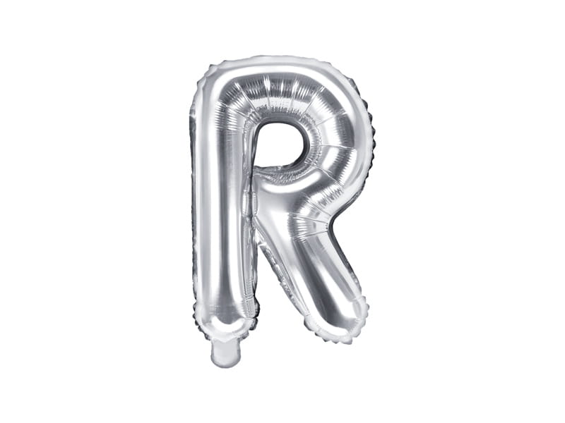 Balon Foliowy Litera "R" Srebrny 35 Cm