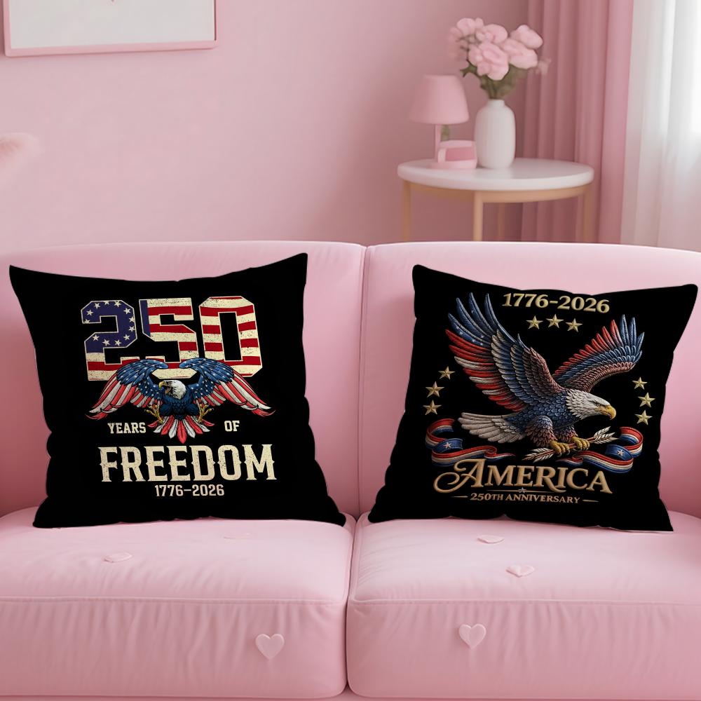 Anniversary Of The Usa 250Th Cushion Cover Plush Fabric Soft Double-Sided Printed Sofa Warm Winter Home Gift Pillow Case