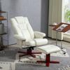 Faux Leather Manual Recliner and Footstool Set - Cream White