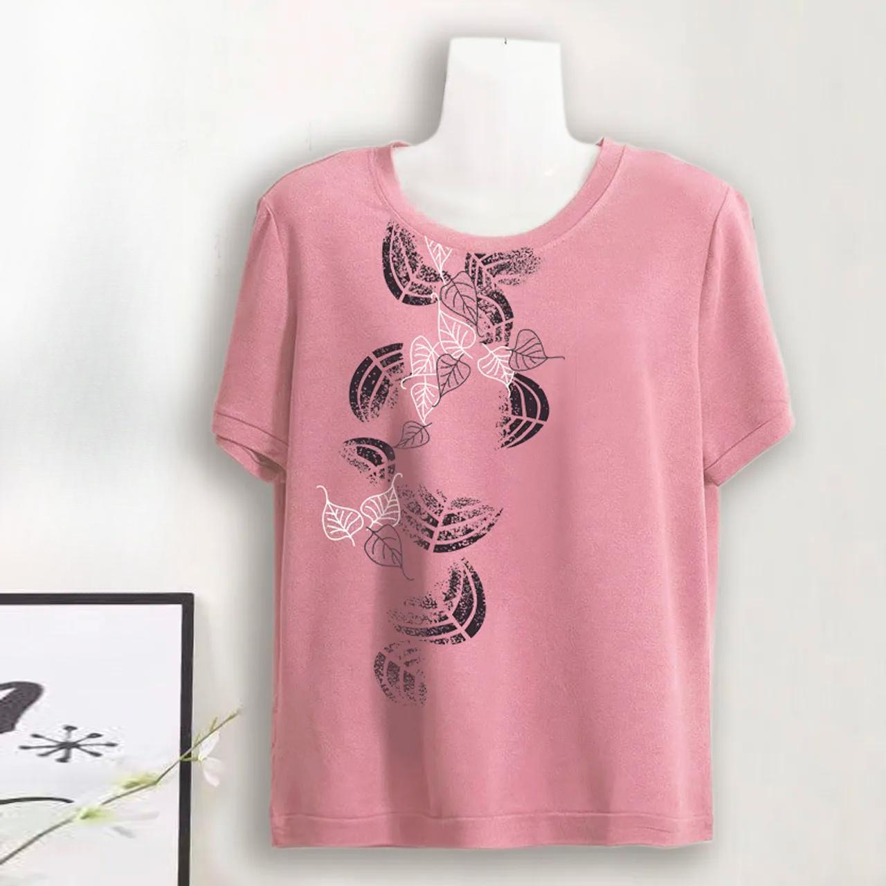 

Футболка Summer Mother с короткими рукавами и круглым вырезом, простая женская футболка XXXL розовый