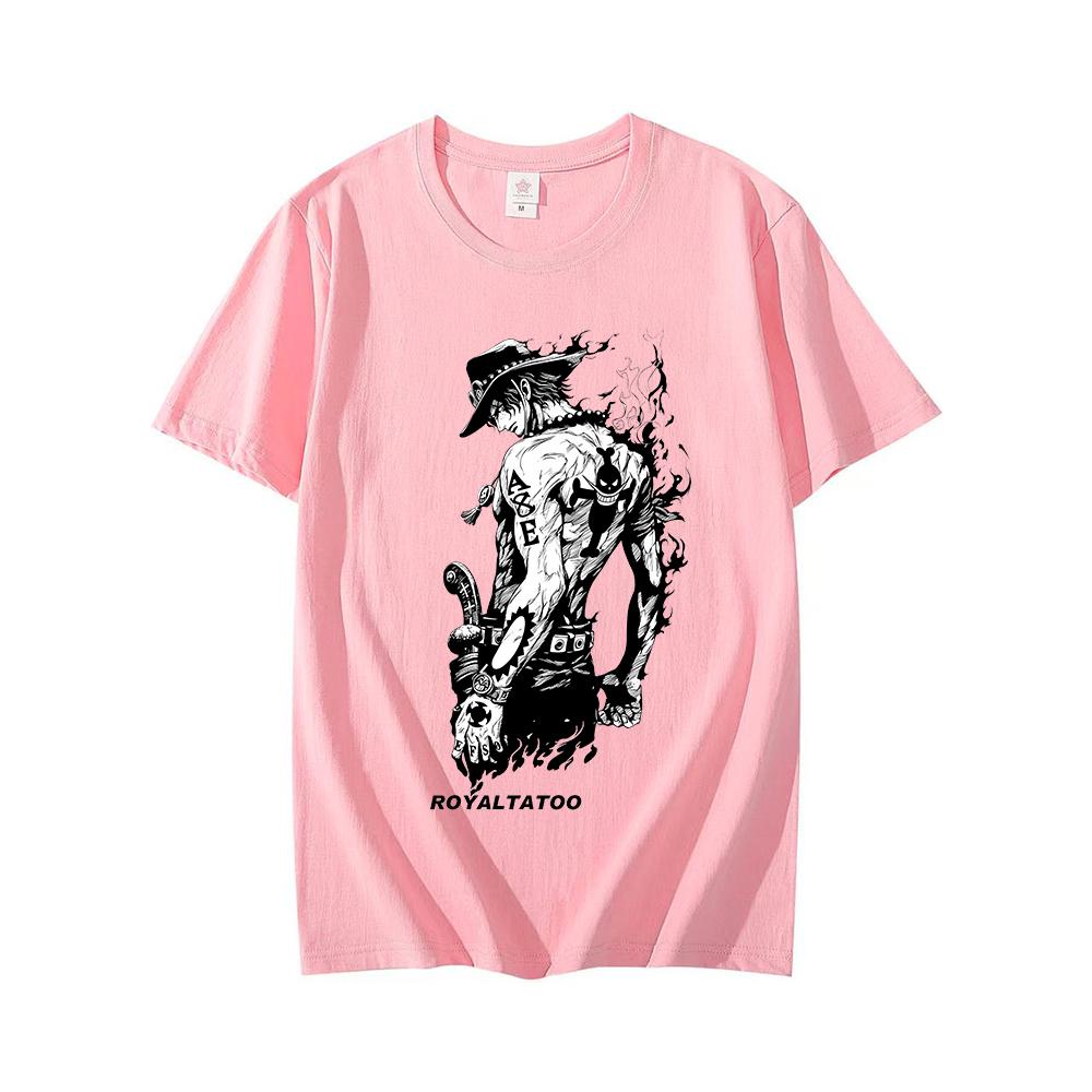2026 Hot Sale One Piece Portgas D Ace Graphic T Shirt Anime Pirate Portrait Print Unisex Cotton Crew Neck Short Sleeve Manga Fan Street Tee Top