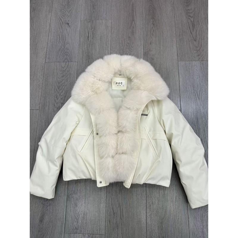 Womens Short Winter Parka With Detachable Faux Fur Collar Thick Warm Cotton Coat Loose Fit Cold Weather
