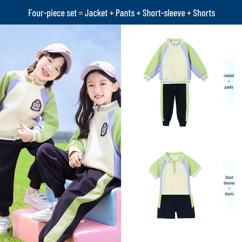 Three-Piece School Uniform Set: Autumn/Spring Sportswear & Baseball Style for Primary, Middle, and Large Kids
