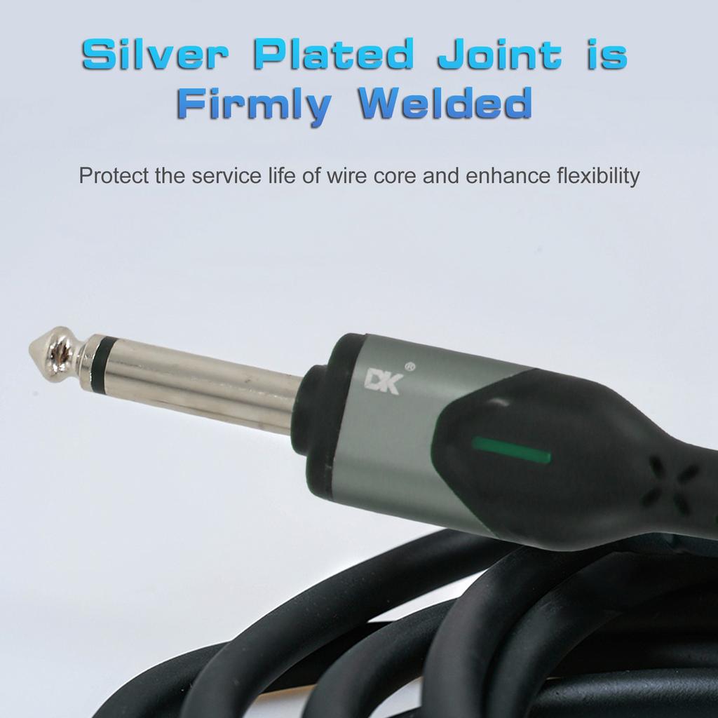 DK Guitar Connecting Cable 6.0 Meters 20ft Instrument Cable Noise Reduction Audio Cable 6.35mm Male Jack Audio Cord for